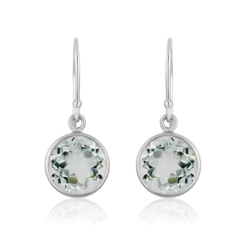 Green Amethyst Round Cut Drop Earrings